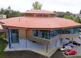 <p>The modern star-shaped building serves as a school canteen for thousands of students of the Hejčín Grammar Schoo</p>